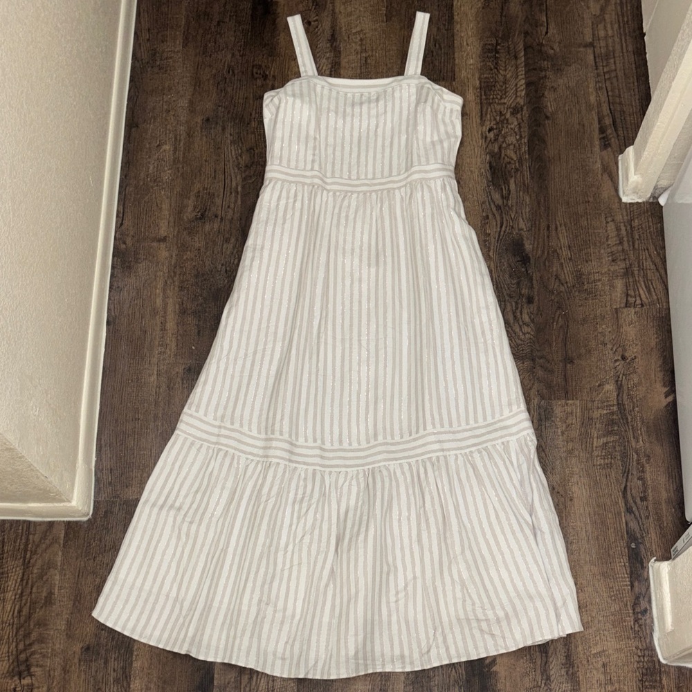 LOFT White Striped Maxi Dress
